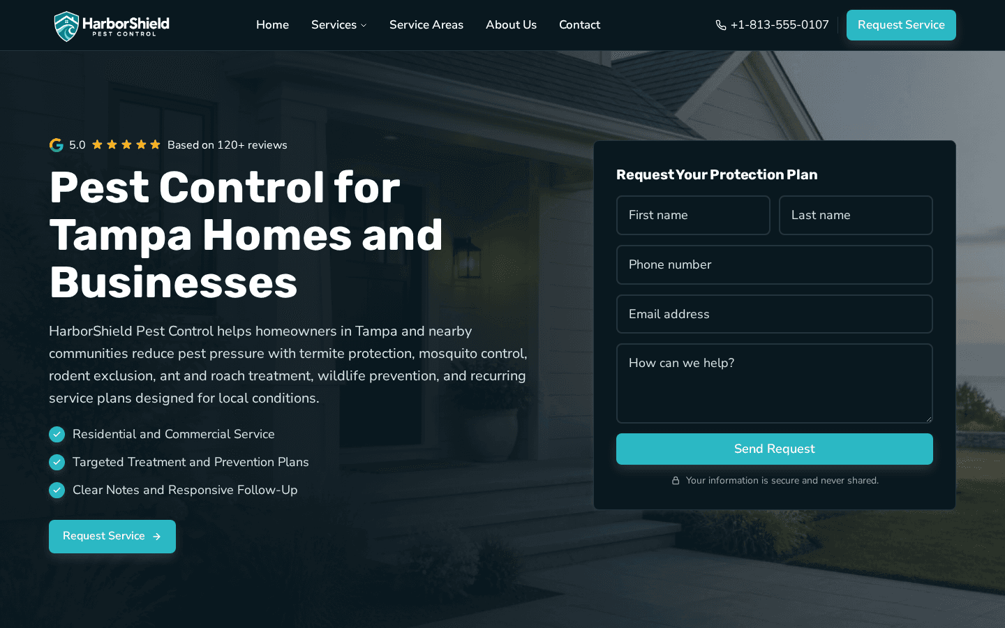 HarborShield Pest Control website preview