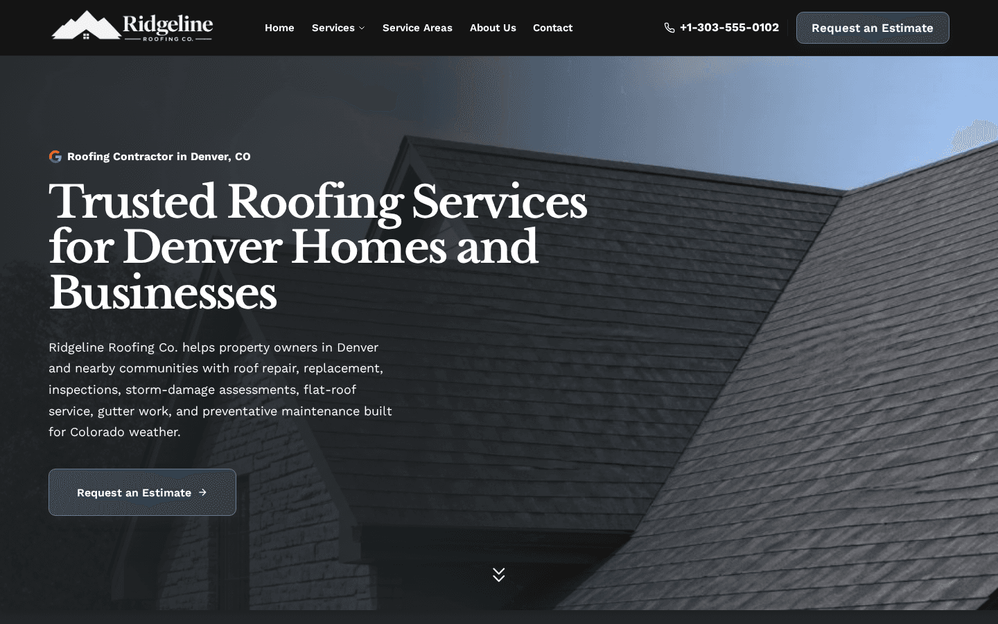 Ridgeline Roofing Co. website preview