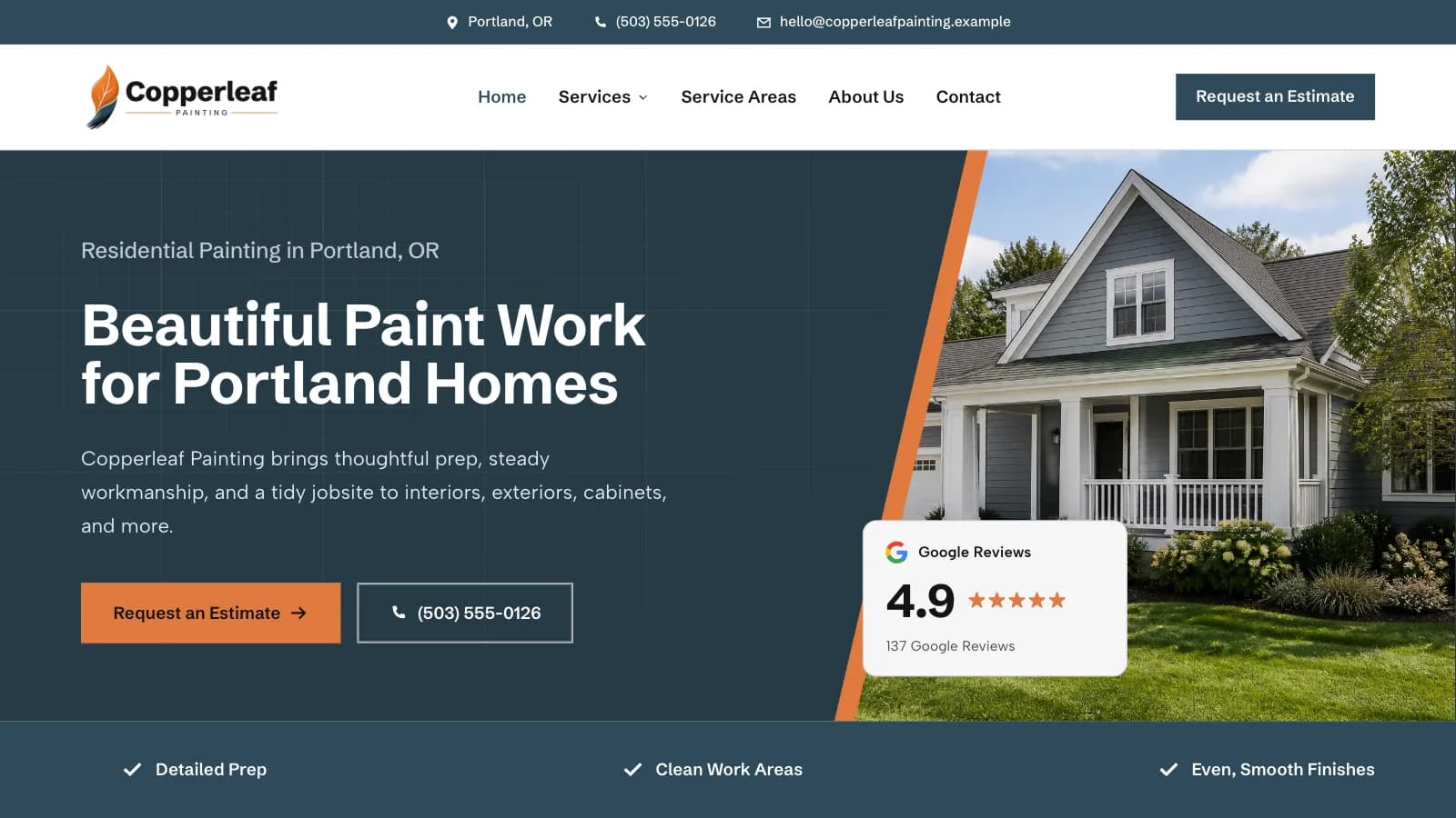 Copperleaf Painting website preview